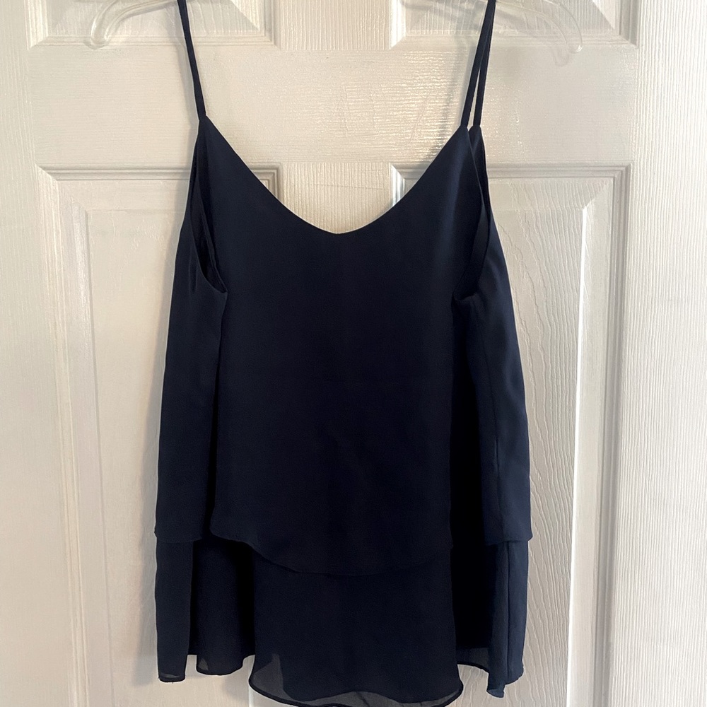Annabella Boutique Navy Chiffon Spaghetti Strap Tank Size Medium